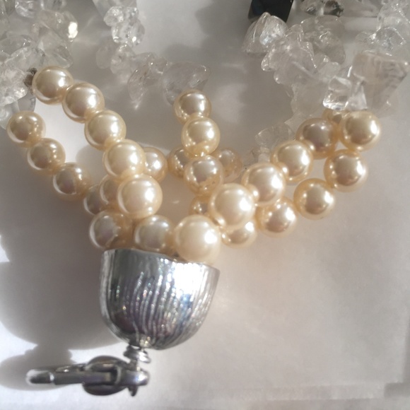 COLDWATER CREEK PEARL & CRYSTAL NECKLACE - Picture 2 of 6